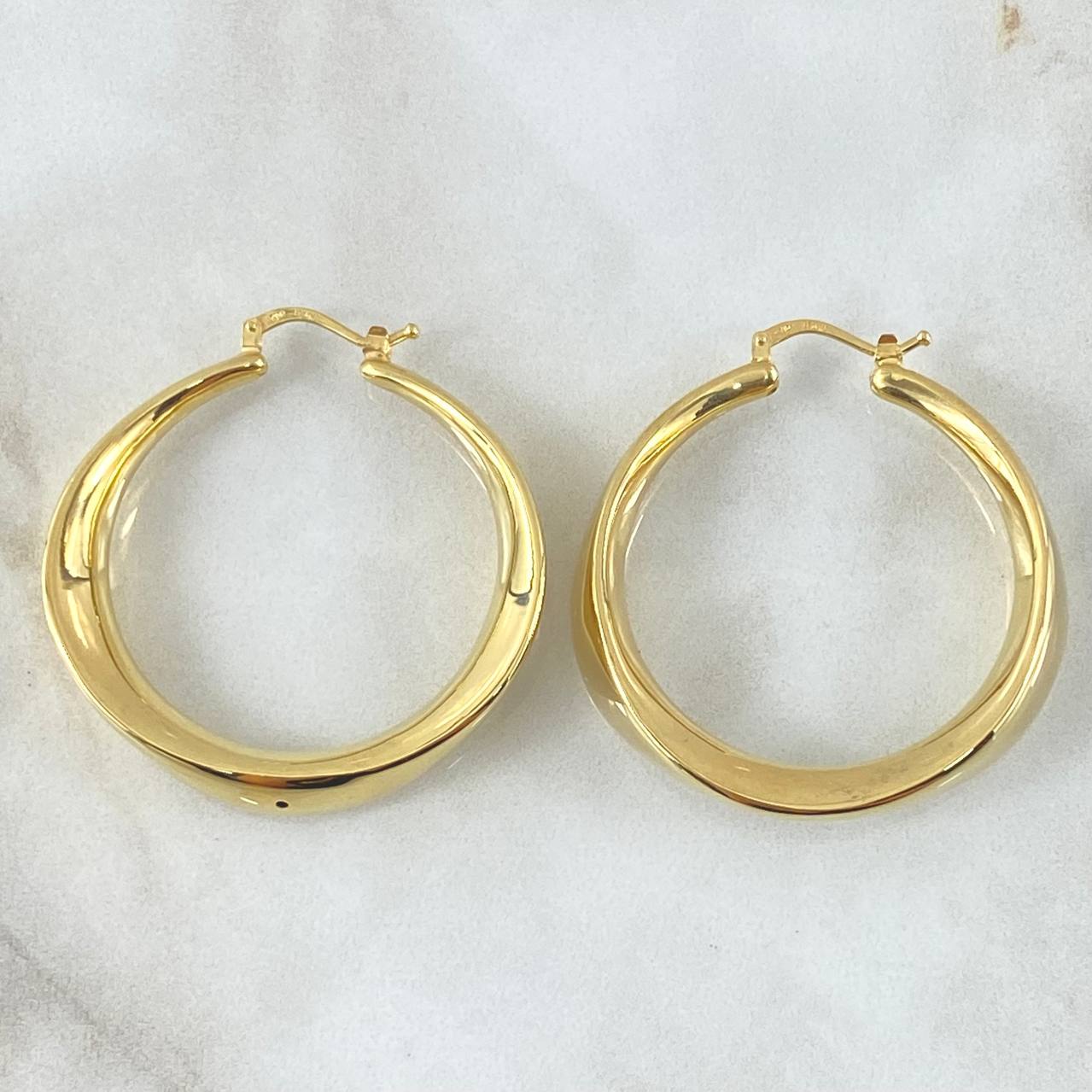 Hoop Earrings Wavy Thick Line 6.35gr / 1.7in / 18K Gold +4$