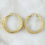 Hoop Earrings Wavy Thick Line 6.35gr / 1.7in / 18K Gold +4$
