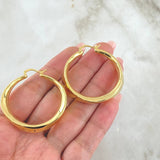 Hoop Earrings Wavy Thick Line 6.35gr / 1.7in / 18K Gold +4$
