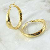 Hoop Earrings Wavy Thick Line 6.35gr / 1.7in / 18K Gold +4$