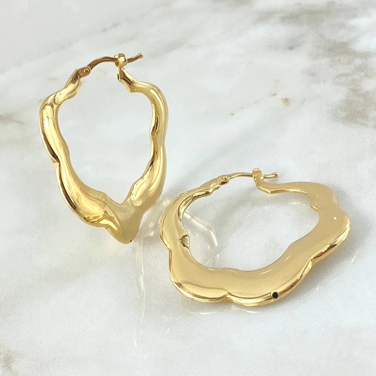 Hoop Earrings Coral Marina 5gr / 1.6in / 18K Gold +4$