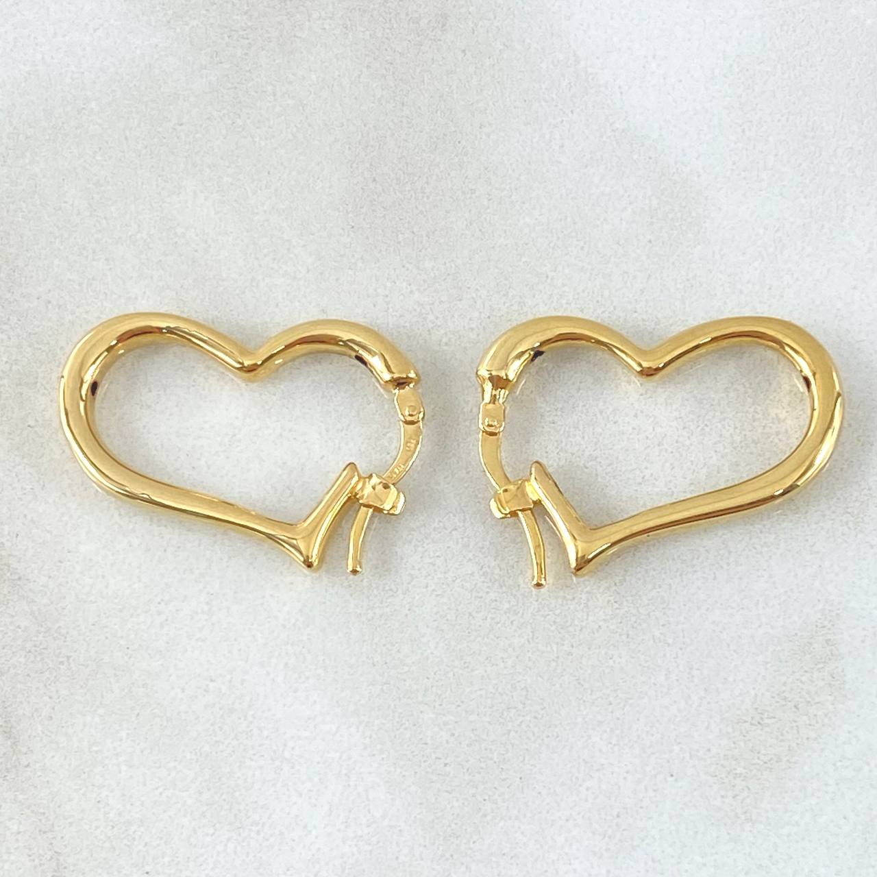 Hoop Earrings Puffy Heart Silhouette 2.45gr / 1.0in / 18K Gold +4$