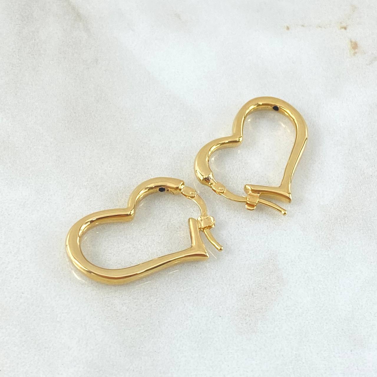 Hoop Earrings Puffy Heart Silhouette 2.45gr / 1.0in / 18K Gold +4$
