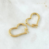 Hoop Earrings Puffy Heart Silhouette 2.45gr / 1.0in / 18K Gold +4$