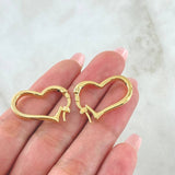 Hoop Earrings Puffy Heart Silhouette 2.45gr / 1.0in / 18K Gold +4$