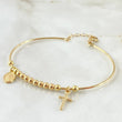 Pulso Aro Colgante Bolas 4.5gr / 17cm-18cm / 3mm Lisas Cruz - Virgen Milagrosa Oro Amarillo +4 18K *