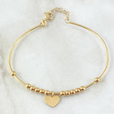 Hoop Pendant Bracelet Balls 3.8gr / 6.7-7.1in / 3mm Smooth Heart 18K Gold +4©