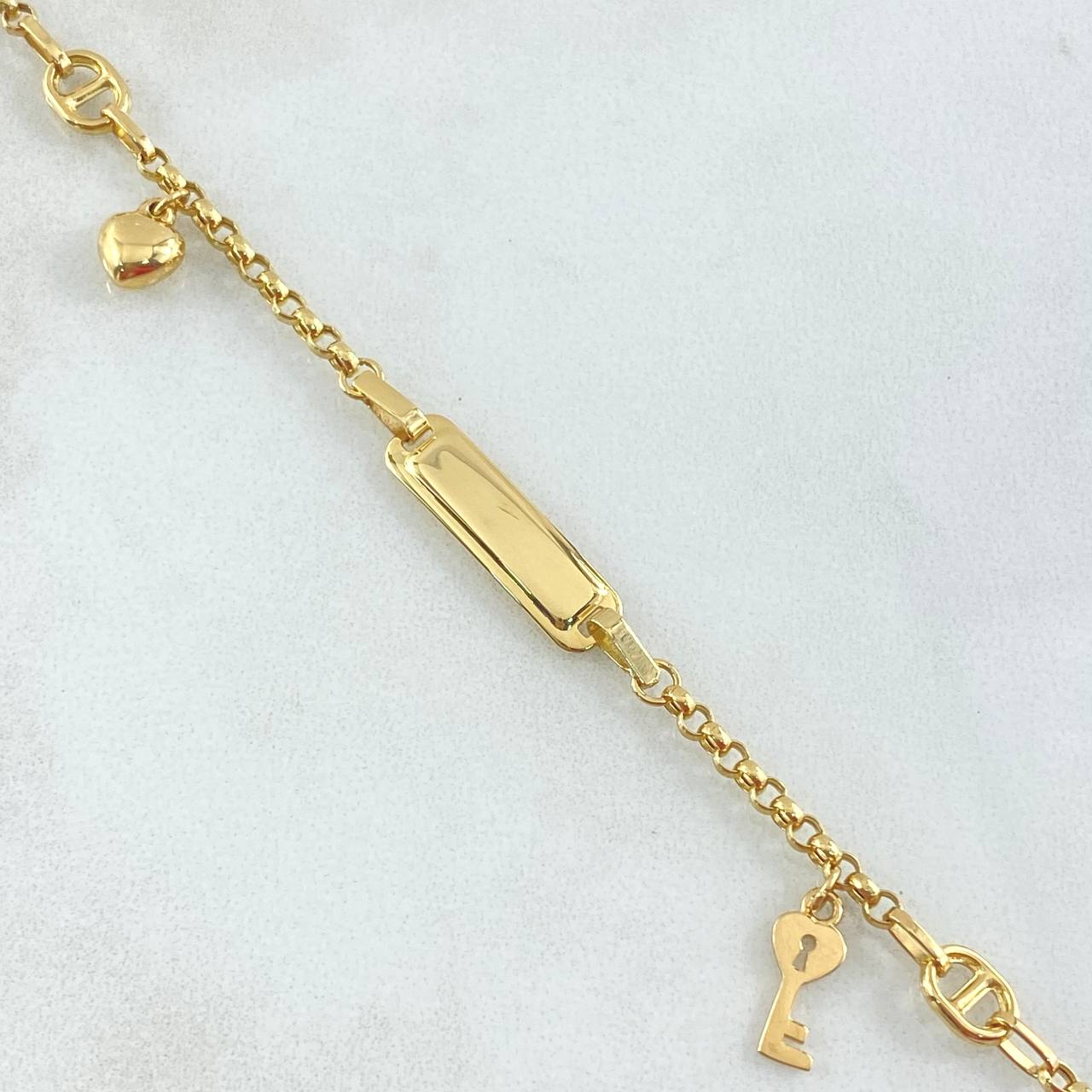 Bracelet Roll-On Plate Bracelet 2.9gr / 5.9in / Heart-Key 18K Gold +4©