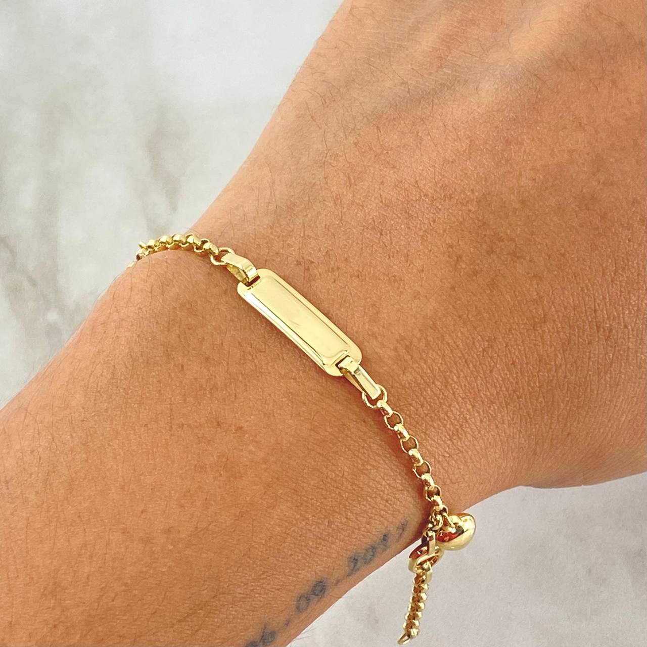 Bracelet Roll-On Plate Bracelet 2.9gr / 5.9in / Heart-Key 18K Gold +4©