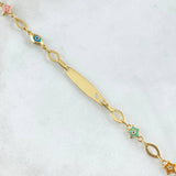 Pulso Bebé Placa Ojos Estrellados Misticos 2.95gr / 13.5cm-15cm / Oro Amarillo +4 18K ©