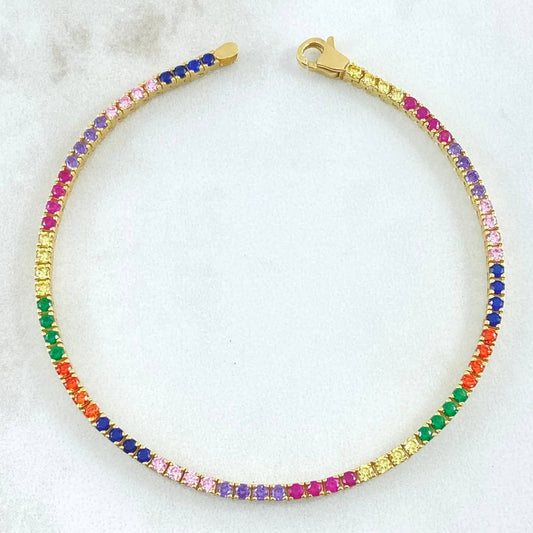 Bracelet Double-Sided Bracelet 8.35gr / 7.5in / 2.2mm Multicolor Zirconia 18K Gold +4©