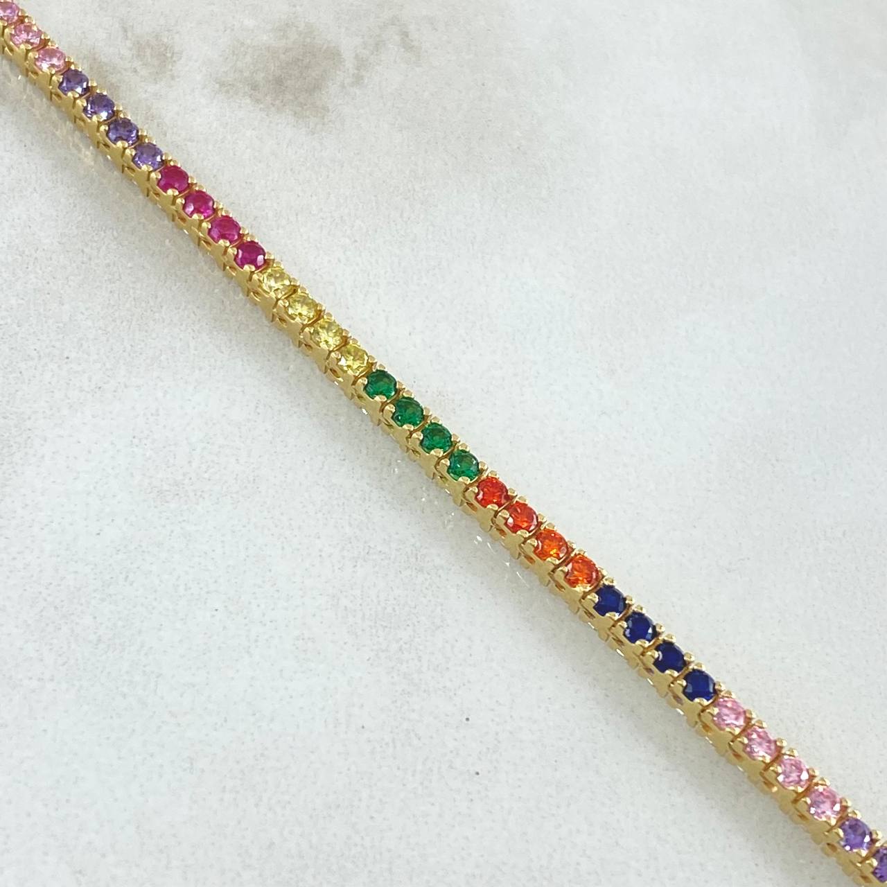 Bracelet Double-Sided Bracelet 8.35gr / 7.5in / 2.2mm Multicolor Zirconia 18K Gold +4©
