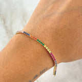 Bracelet Double-Sided Bracelet 8.35gr / 7.5in / 2.2mm Multicolor Zirconia 18K Gold +4©
