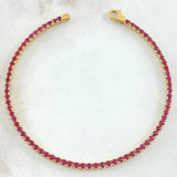 Pulso Tennis Doble Faz 7.65gr / 18.5cm / 2.2mm Circones Blancos Fucsias Oro Amarillo +4 18K ©