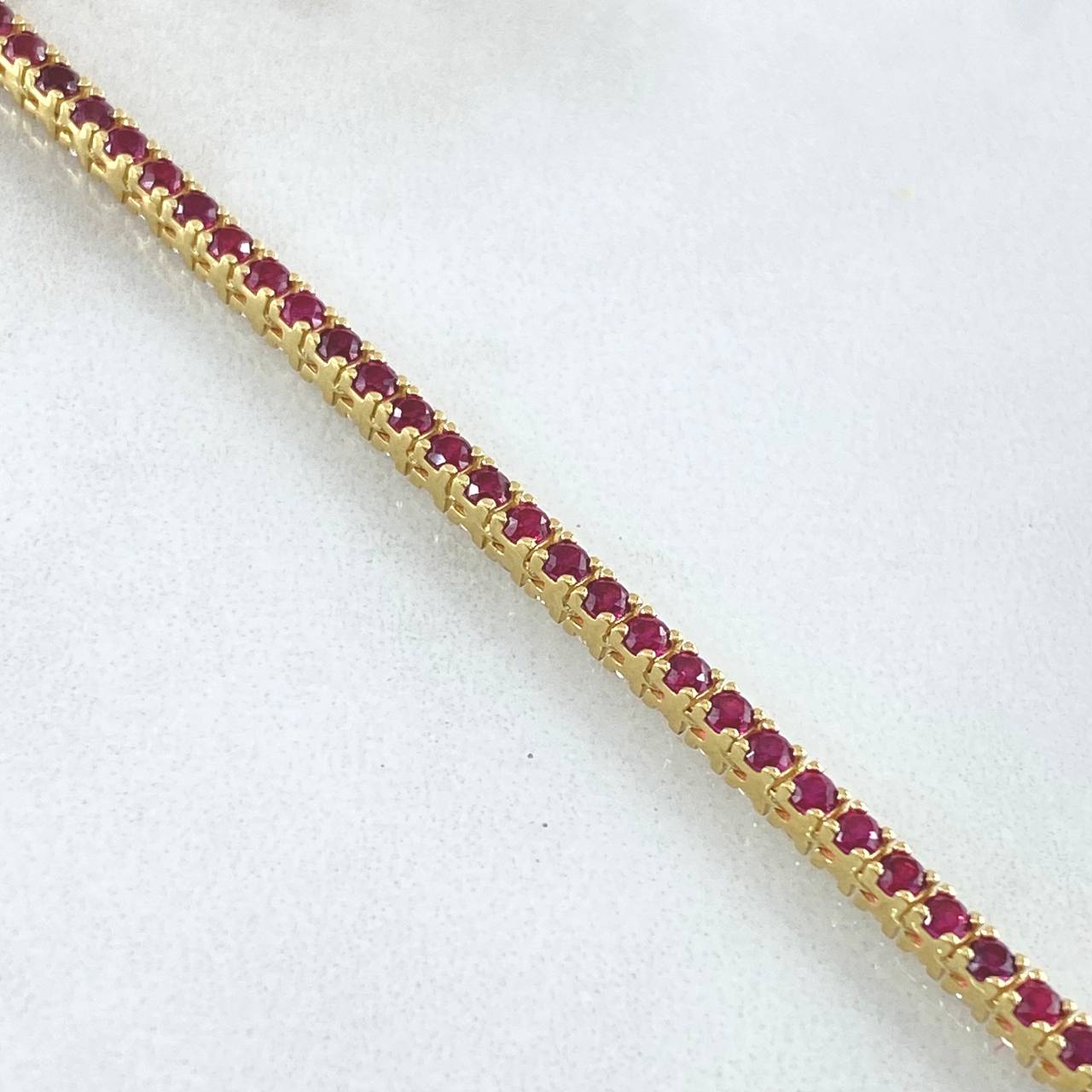 Pulso Tennis Doble Faz 7.65gr / 18.5cm / 2.2mm Circones Blancos Fucsias Oro Amarillo +4 18K ©