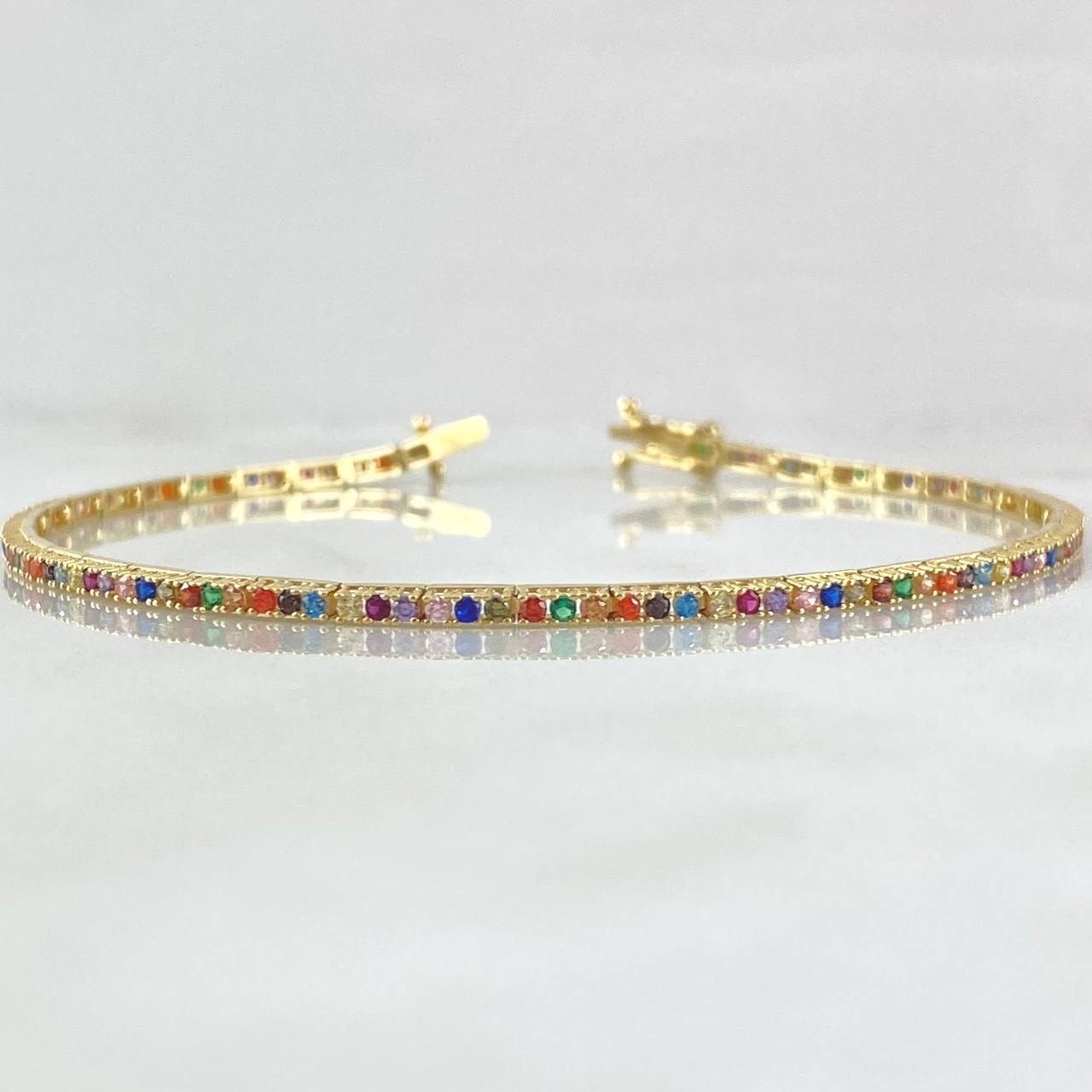 Pulso Tennis 4.25gr / 18cm / 1.9mm Circones Multicolor Oro Amarillo +4 18K ©