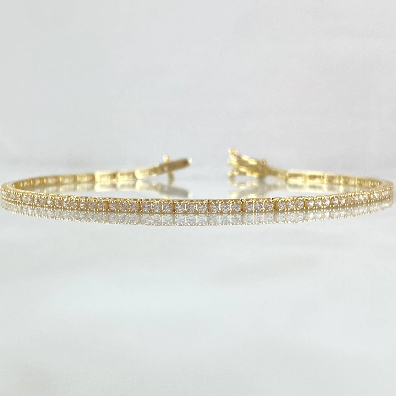 Pulso Tennis 5.55gr / 18cm / 1.9mm Circones Blancos Oro Amarillo +4 18K