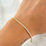 Bracelet 4gr / 7.1in / 1.9mm White Zirconia 18K Gold +4©