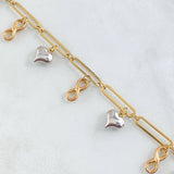 Pulso Cajon Especial Colgante 5.7gr / 19cm / 4mm Infinito-Corazon Tres Oros +4 18K ©