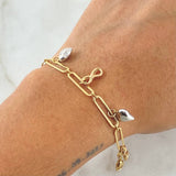 Pulso Cajon Especial Colgante 5.7gr / 19cm / 4mm Infinito-Corazon Tres Oros +4 18K ©