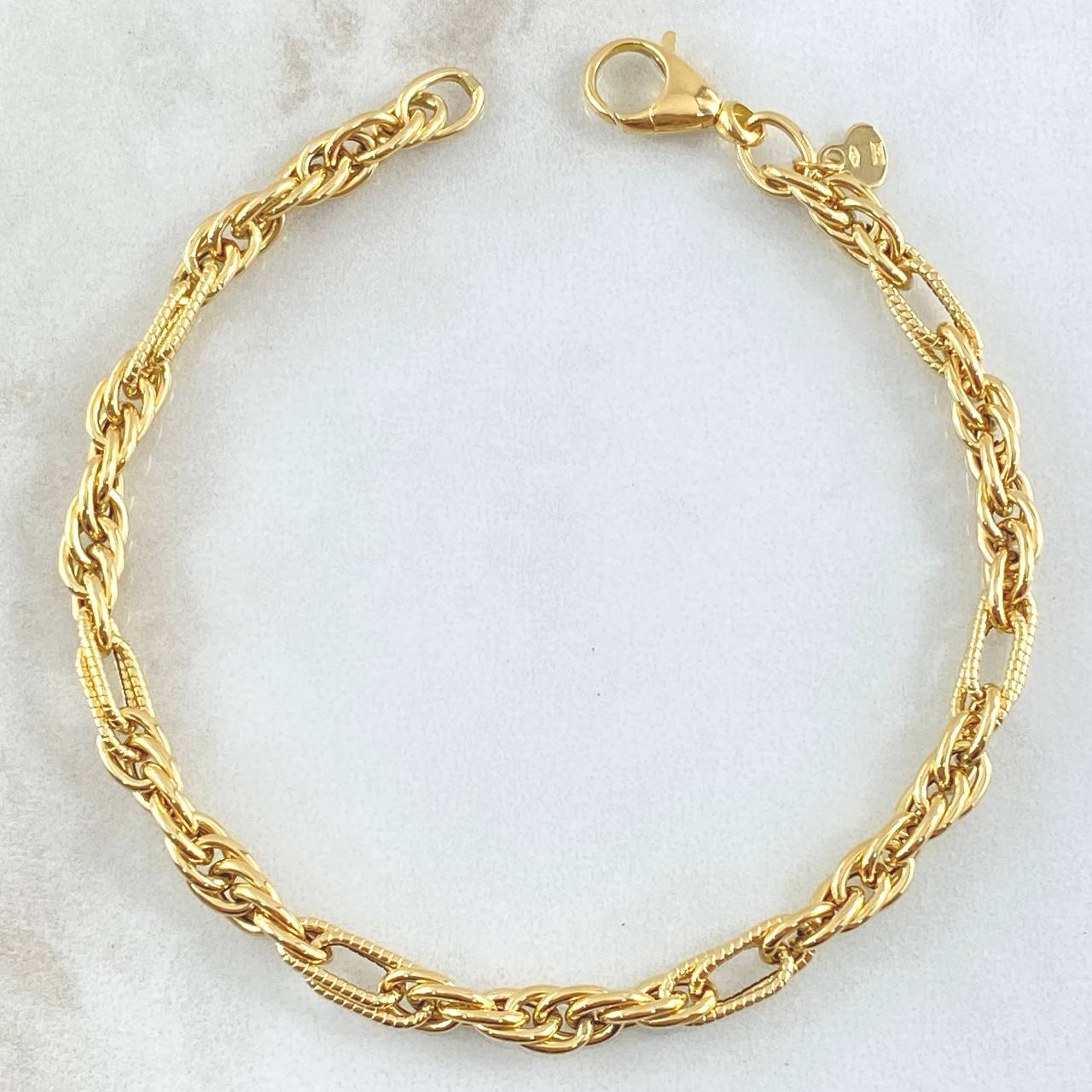 Rope Bracelet Striped Box 3.8gr / 7.9in / 4.7mm 18K Gold +4©