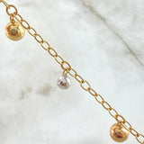 Pulso Aro Seguido Bolas Colgantes 5.55gr / 19cm / 4mm Diamantadas Lisas Tres Oros +4 18K ©