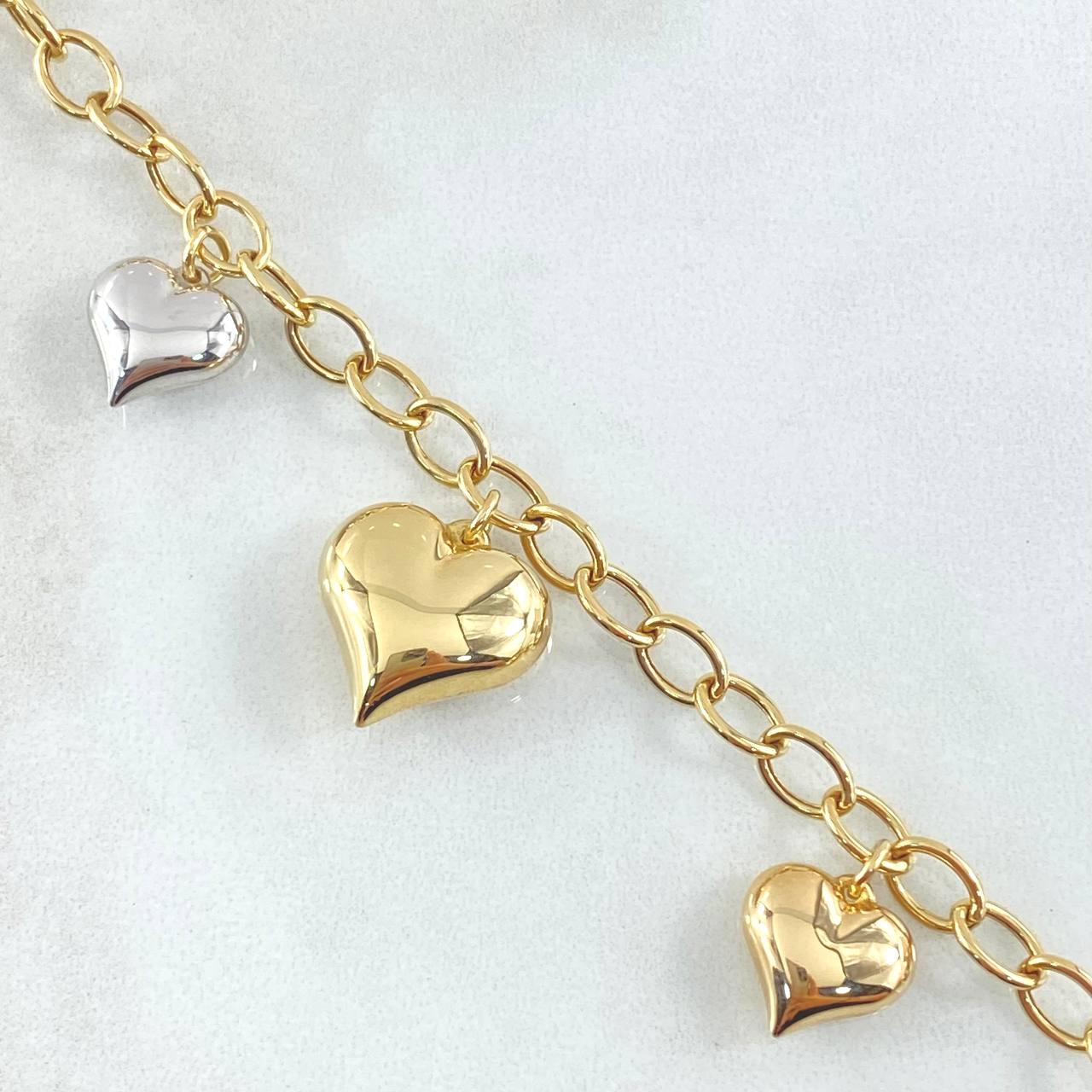 Classic Link Bracelet Hearts Pendant 6.15gr / 7.7in / 5mm 18K Gold +4©