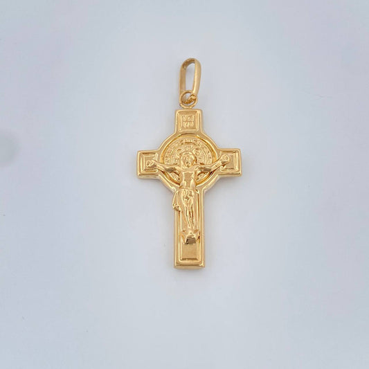 Dije Cruz Cristo San Benito 1.85gr / 4cm / Oro Amarillo 18K &