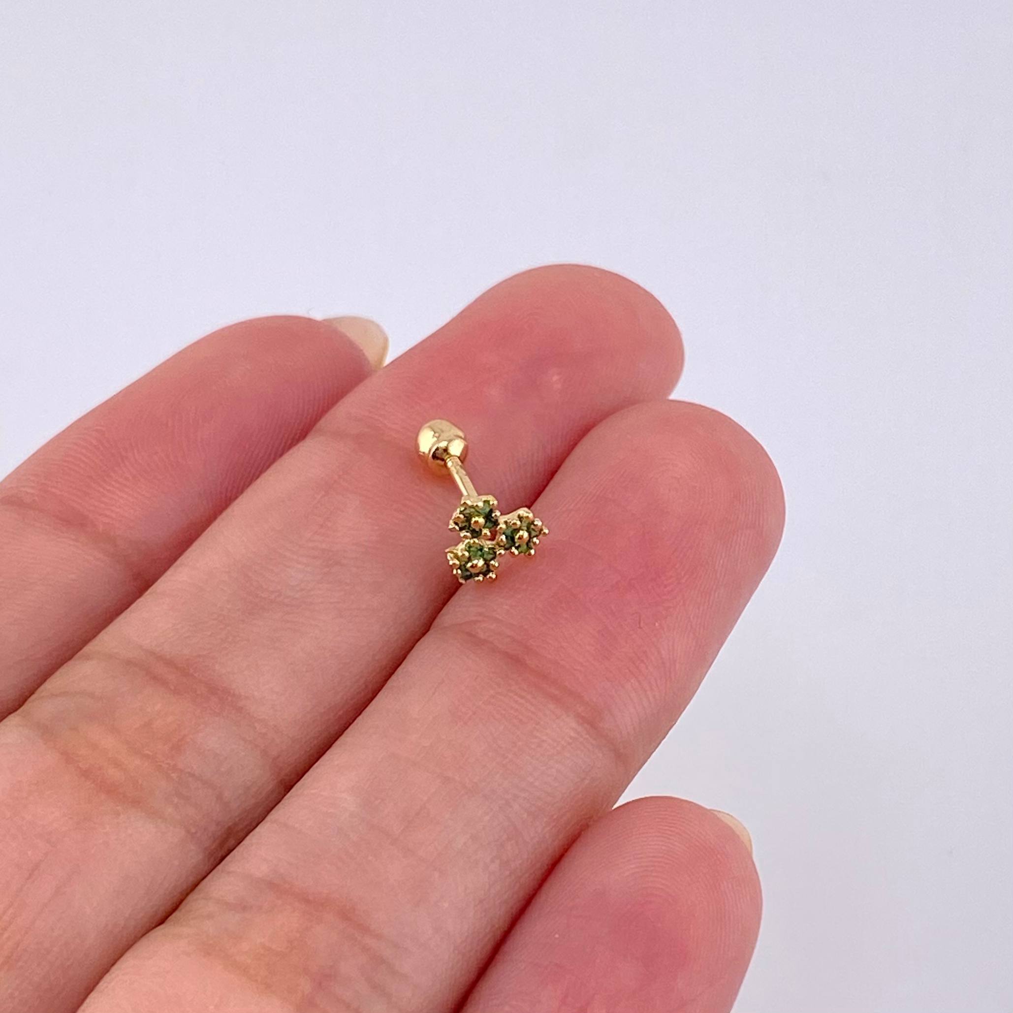 Piercing Trio De Estrellas 0.4 g / 1/2 in Oro Amarillo 18K