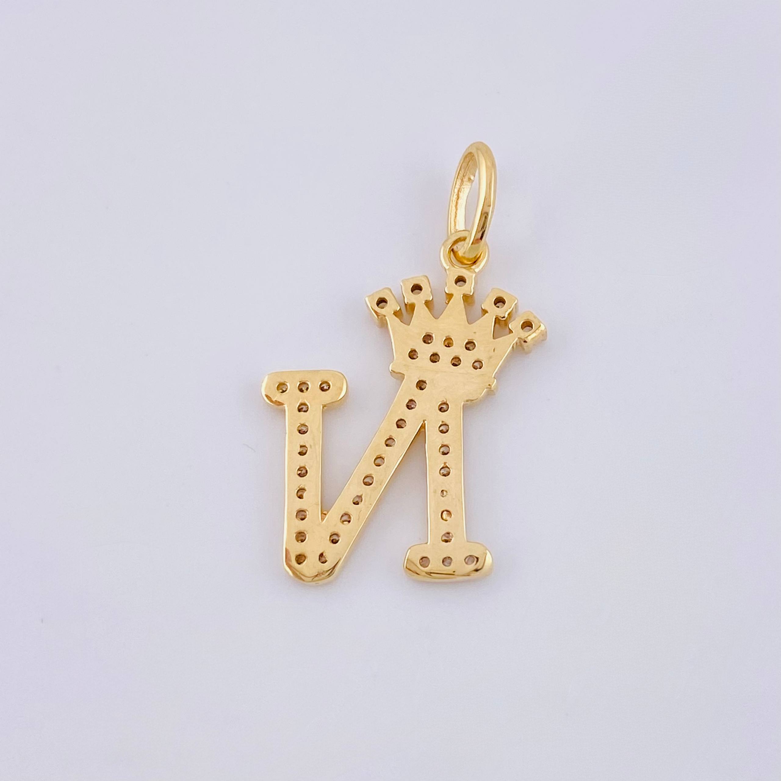 Dije Corona Letra N 2.1 g / 1 1/4 in Oro Amarillo 18K