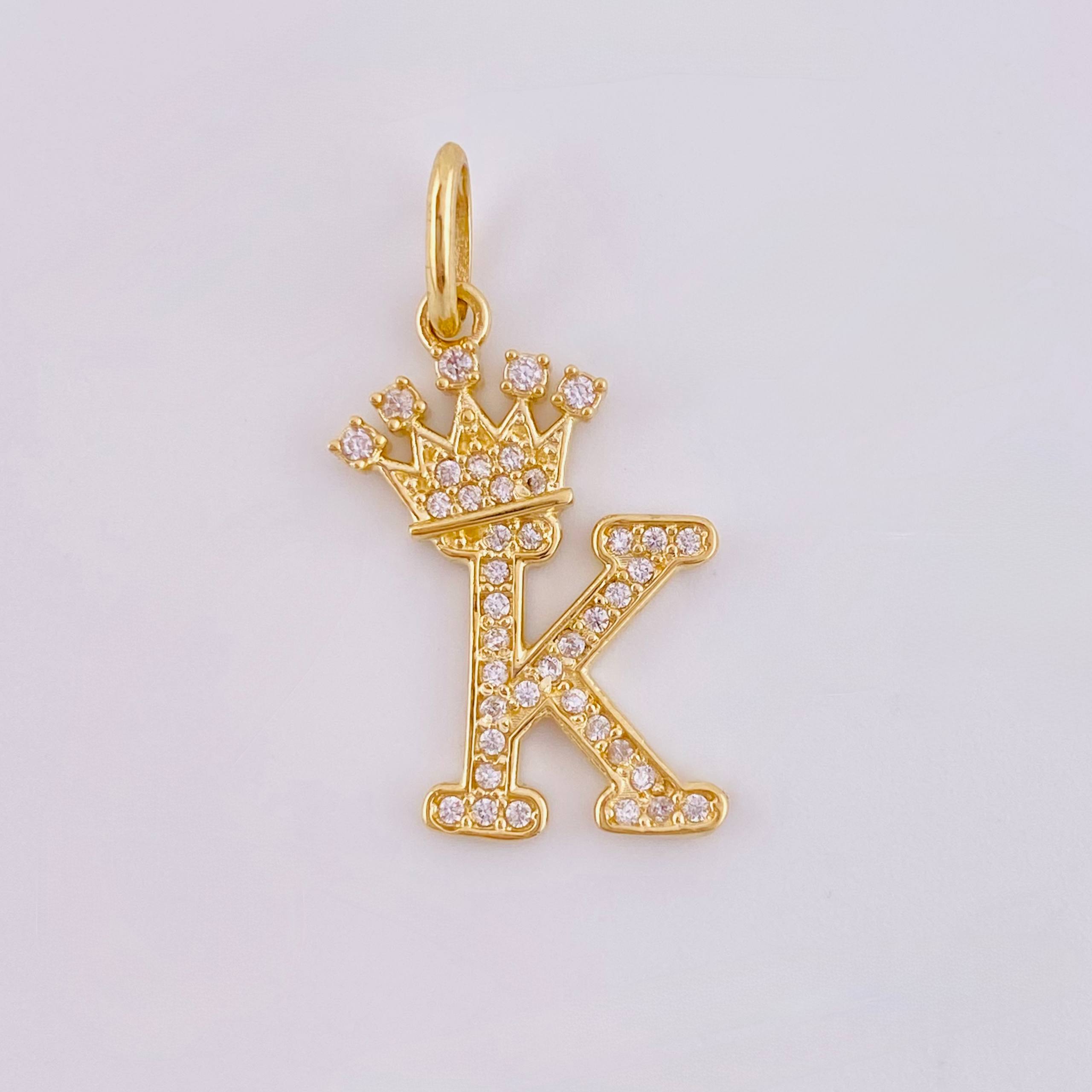 Dije Corona Letra K 1.85gr / 1 in / Oro Amarillo 18K