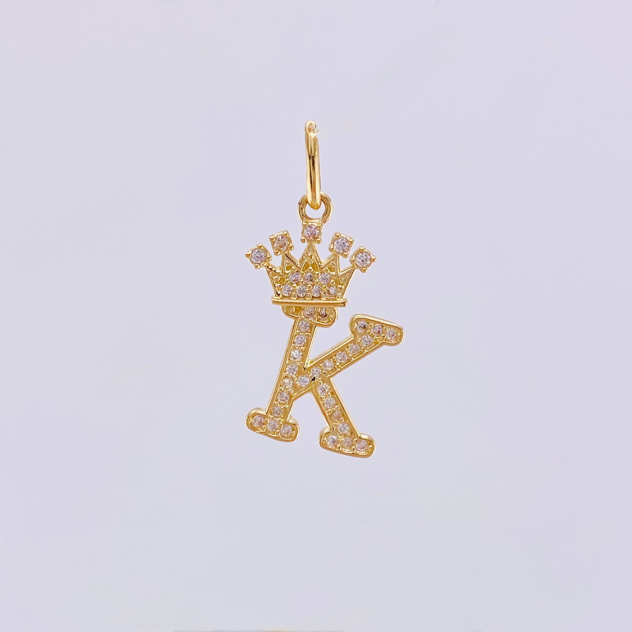 Dije Corona Letra K 1.85gr / 1 in / Oro Amarillo 18K