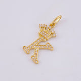 Dije Corona Letra K 1.85gr / 1 in / Oro Amarillo 18K