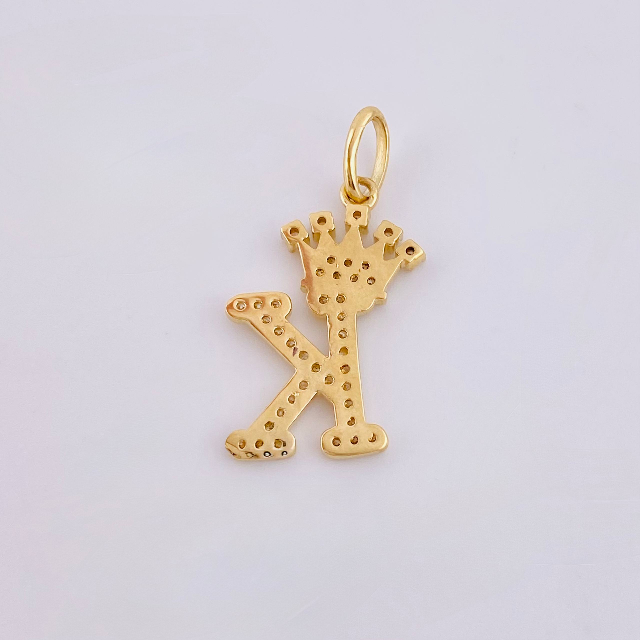 Pendant Crown Letter K 1.95 g / 1 in Yellow Gold 18K