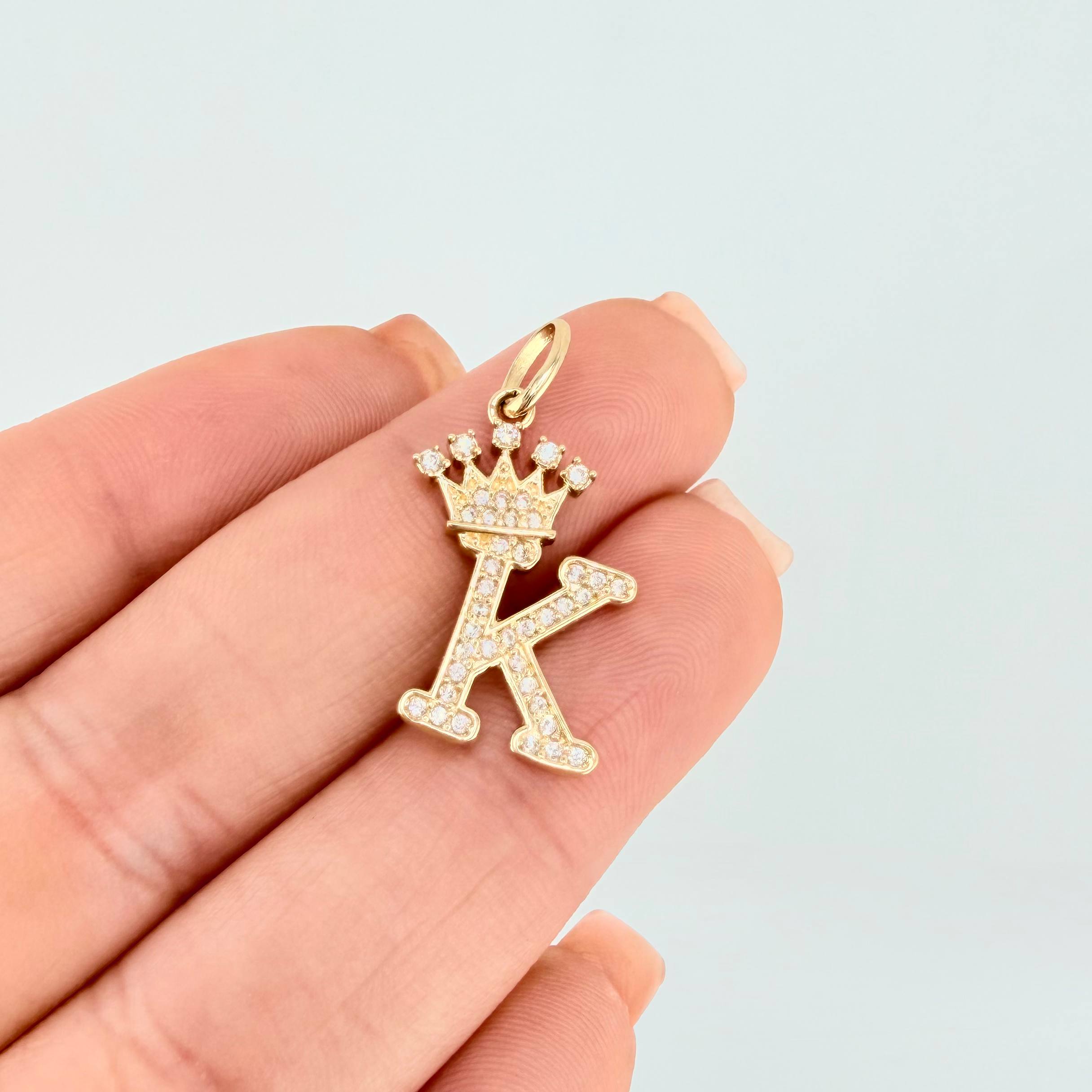 Pendant Crown Letter K 1.95 g / 1 in Yellow Gold 18K