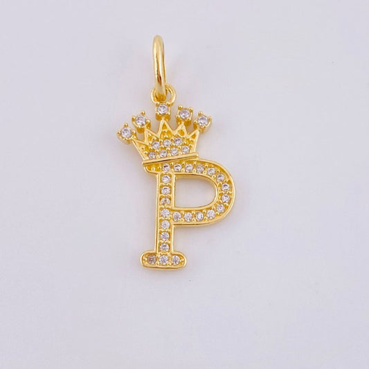 Crown Pendant Letter P 1.85gr / 1 in / 18K Yellow Gold