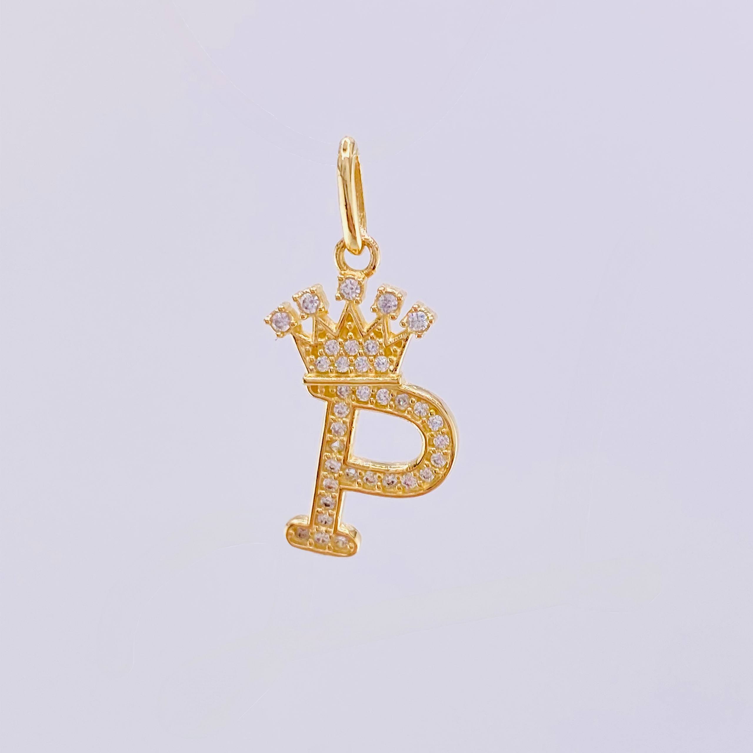 Dije Corona Letra P 1.8gr / 1 in / Oro Amarillo 18K *