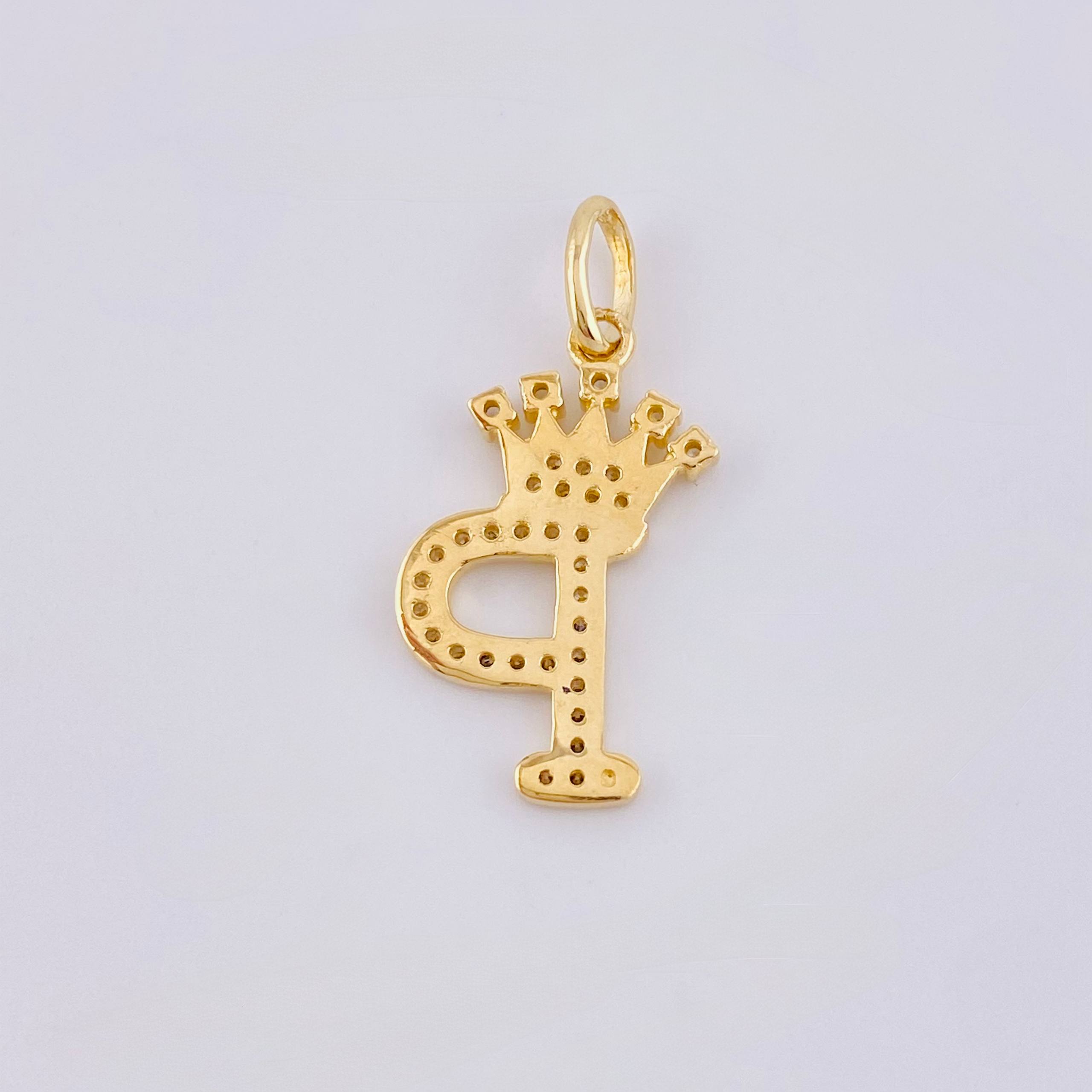 Dije Corona Letra P 1.8gr / 1 in / Oro Amarillo 18K *