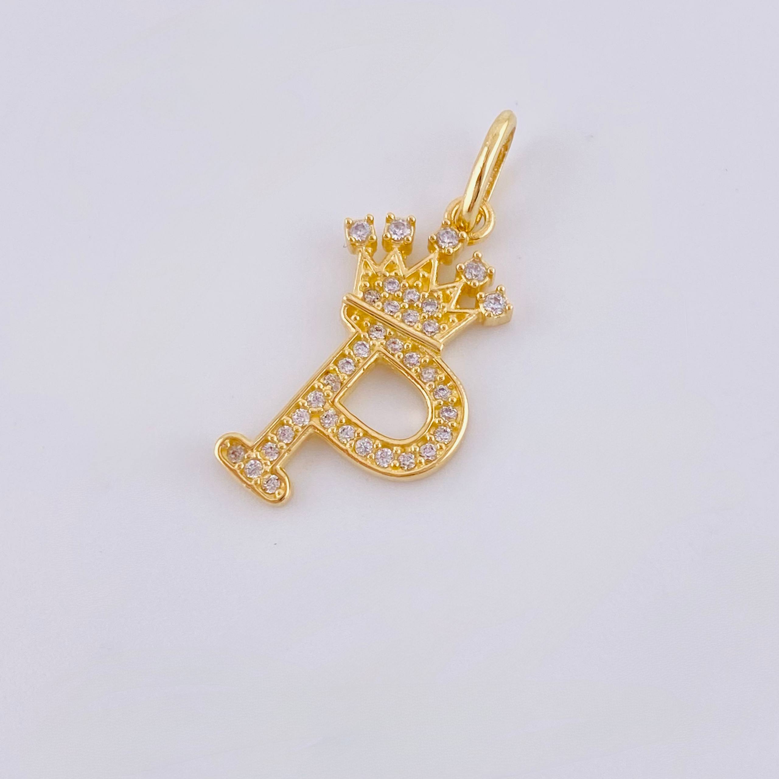 Dije Corona Letra P 1.8gr / 1 in / Oro Amarillo 18K *