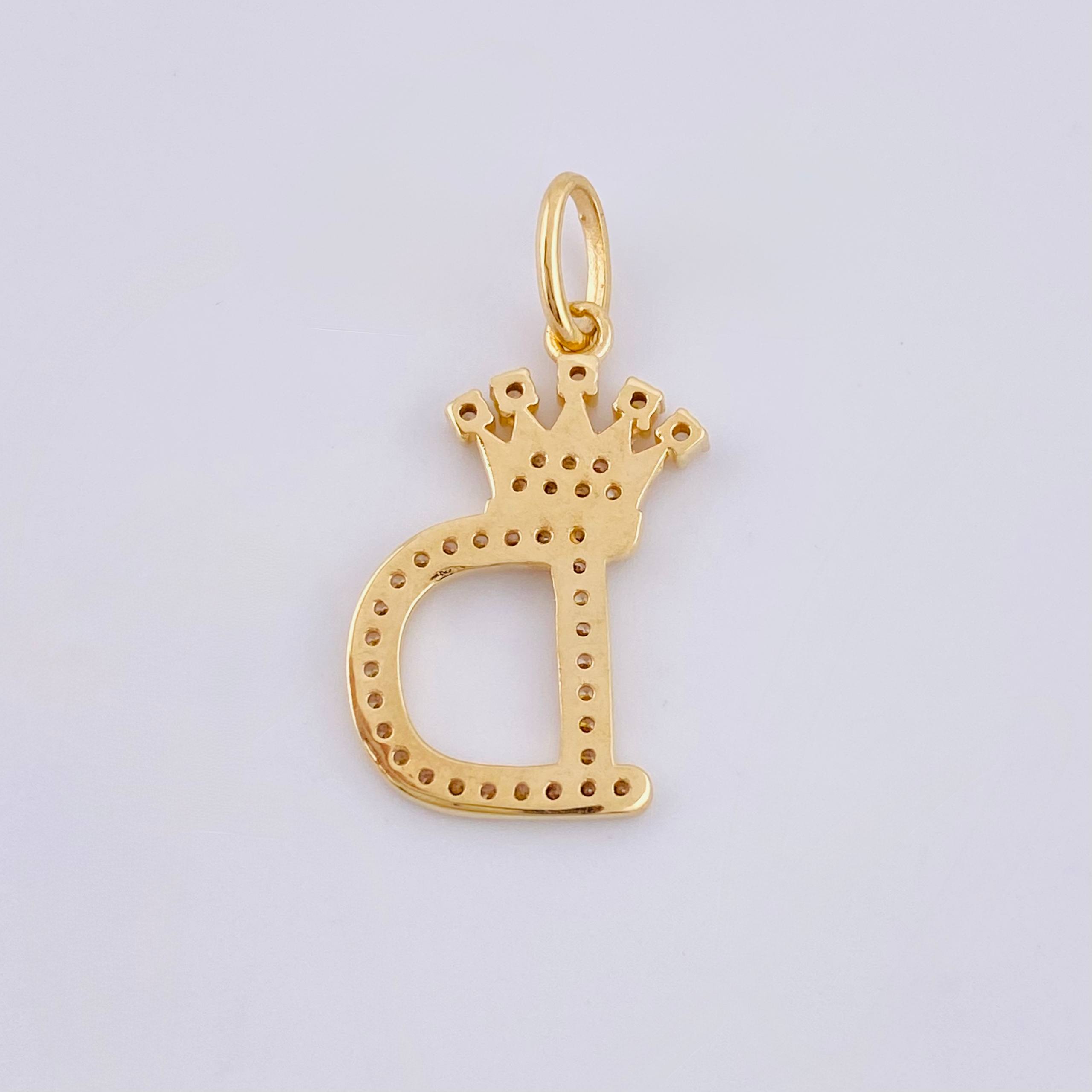 Dije Corona Letra D 1.8g / 1 in Oro Amarillo 18K