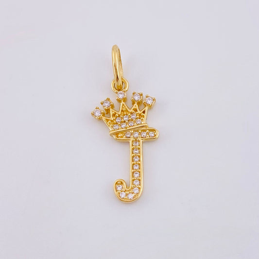 Pendant Crown Letter J 1.35gr / 1 in / 18K Yellow Gold