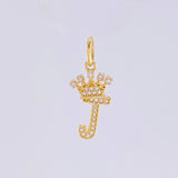 Pendant Crown Letter J 1.4 g / 1 in Yellow Gold 18K