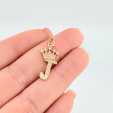 Pendant Crown Letter J 1.45 g / 1 in Yellow Gold 18K