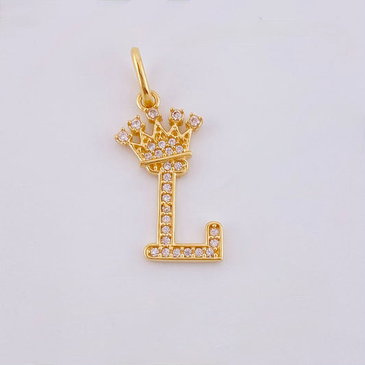 Crown Pendant Letter L 1.5gr / 1 in / 18K Yellow Gold *