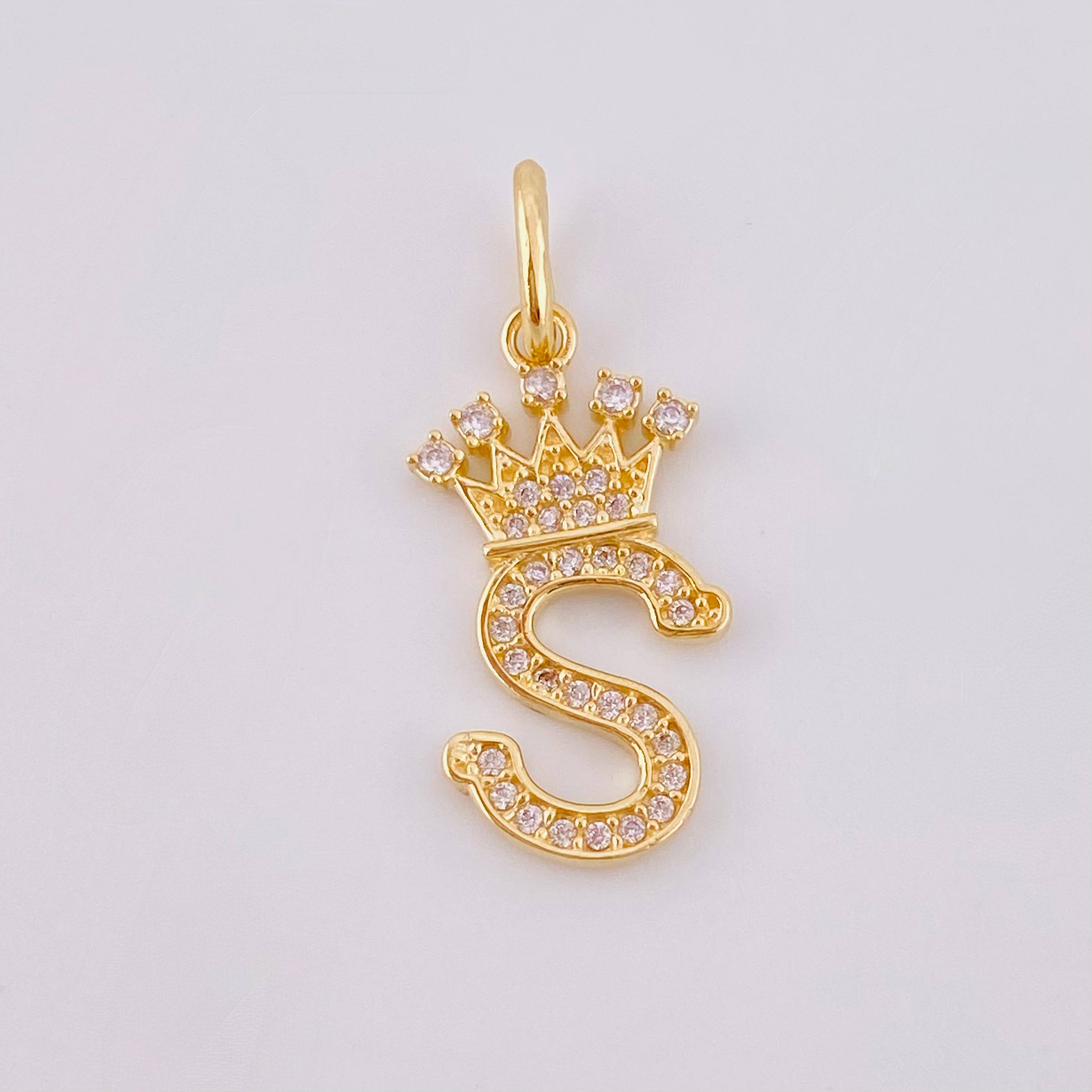 Pendant Crown Letter S 1.75gr / 1 in / Yellow Gold 18K ©