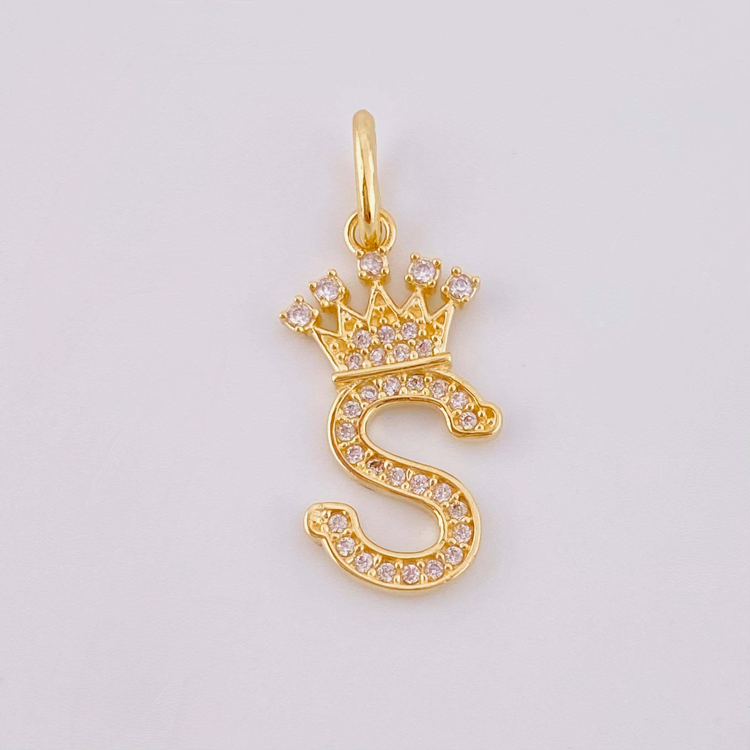 Dije Corona Letra S 1.7g / 1 in Oro Amarillo 18K