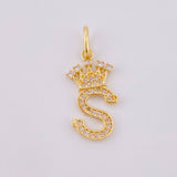 Pendant Crown Letter S 1.75gr / 1 in / Yellow Gold 18K ©
