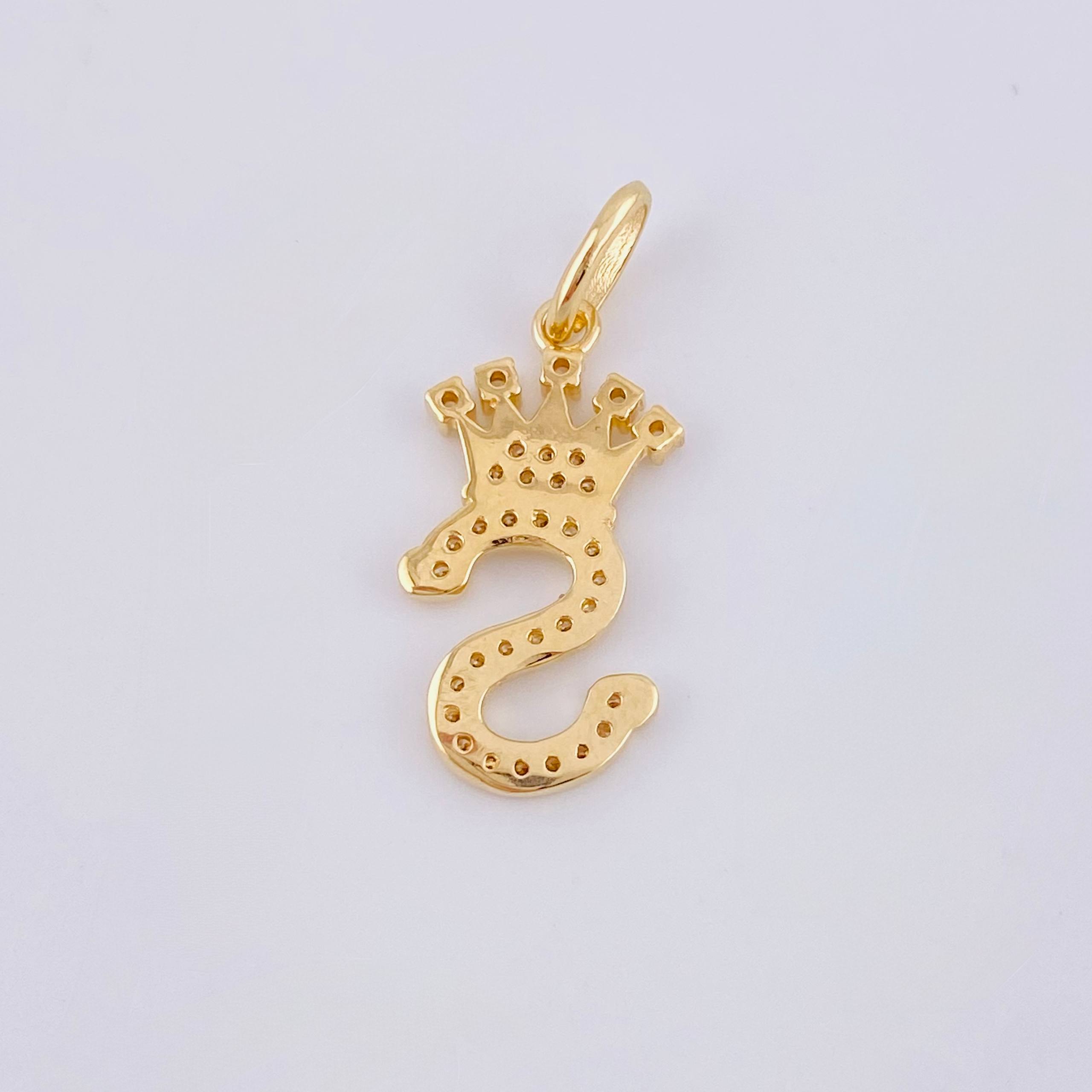 Pendant Crown Letter S 1.75gr / 1 in / Yellow Gold 18K ©