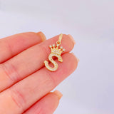 Pendant Crown Letter S 1.75gr / 1 in / Yellow Gold 18K ©