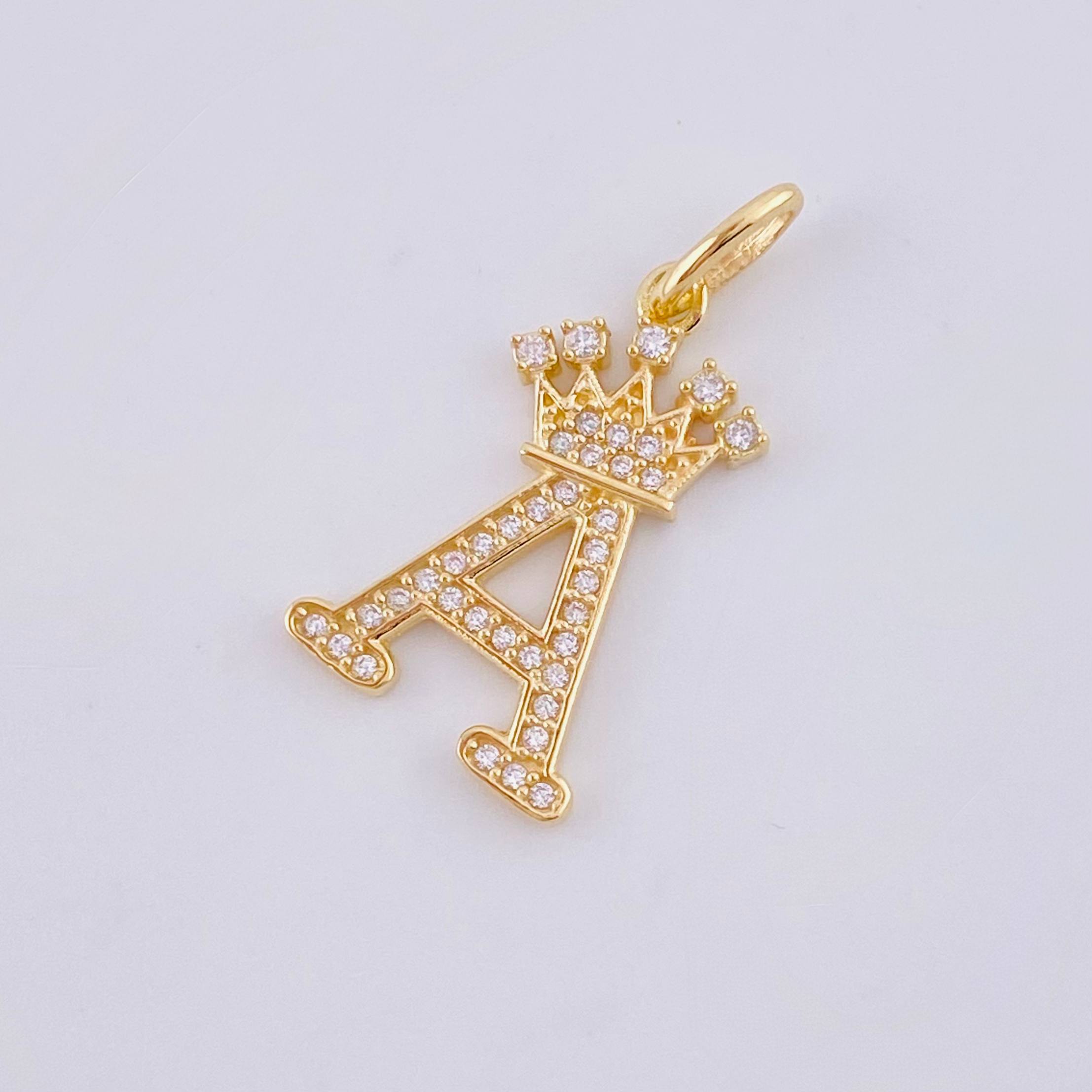 Dije Corona Letra A 1.9 g / 1 in Oro Amarillo 18K